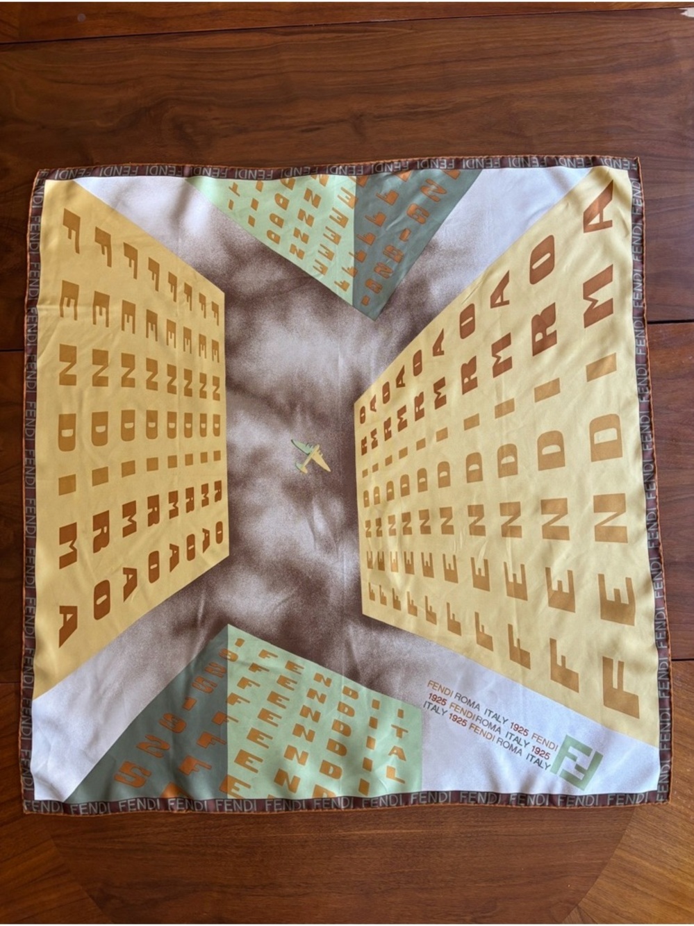 Fendi Logo Print Silk Scarf